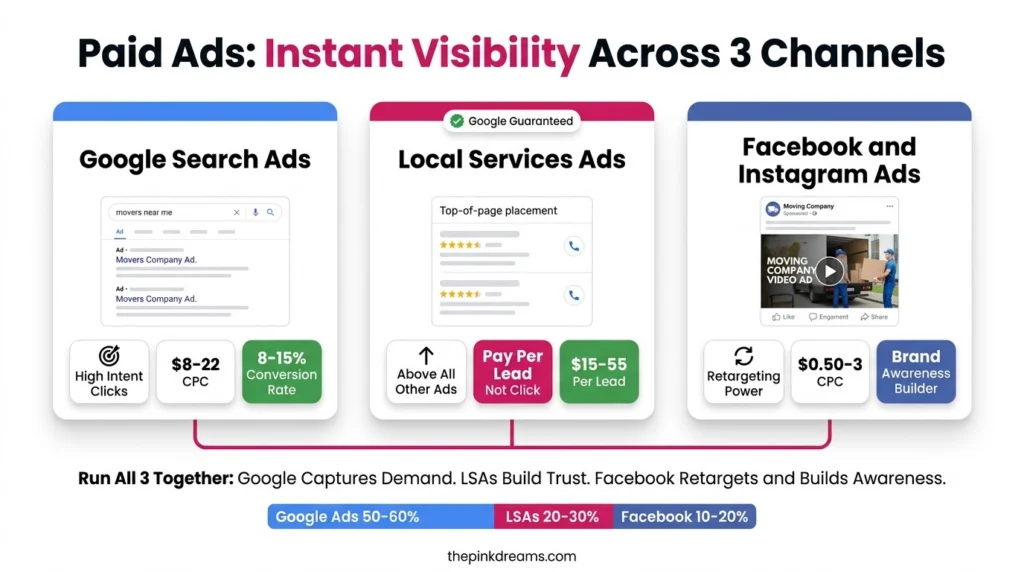 Paid advertising for moving companies on Google and Facebook