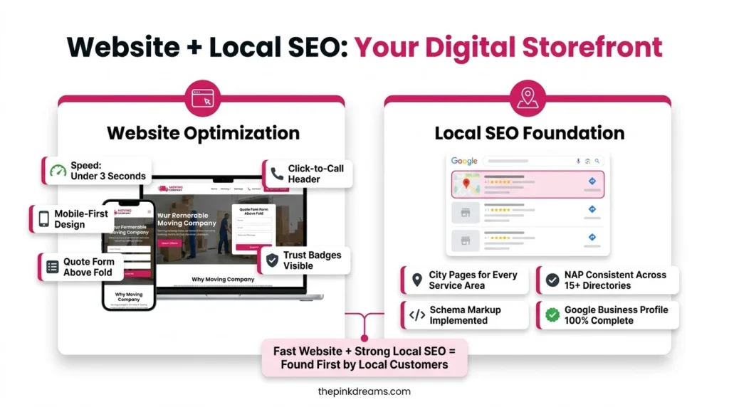 Moving company website and local SEO optimization