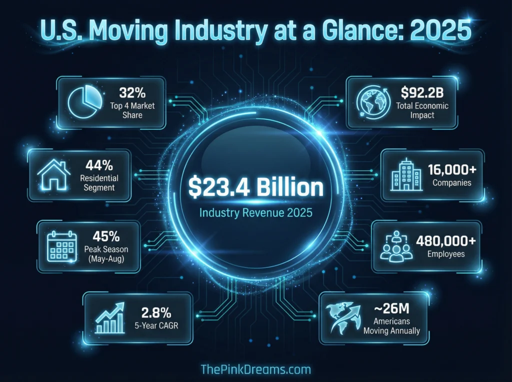 U.S. moving industry statistics, revenue, and growth trends for 2025.