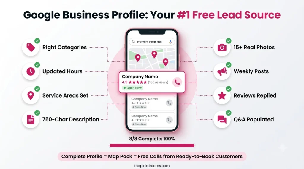 Google Business Profile optimized for a moving company