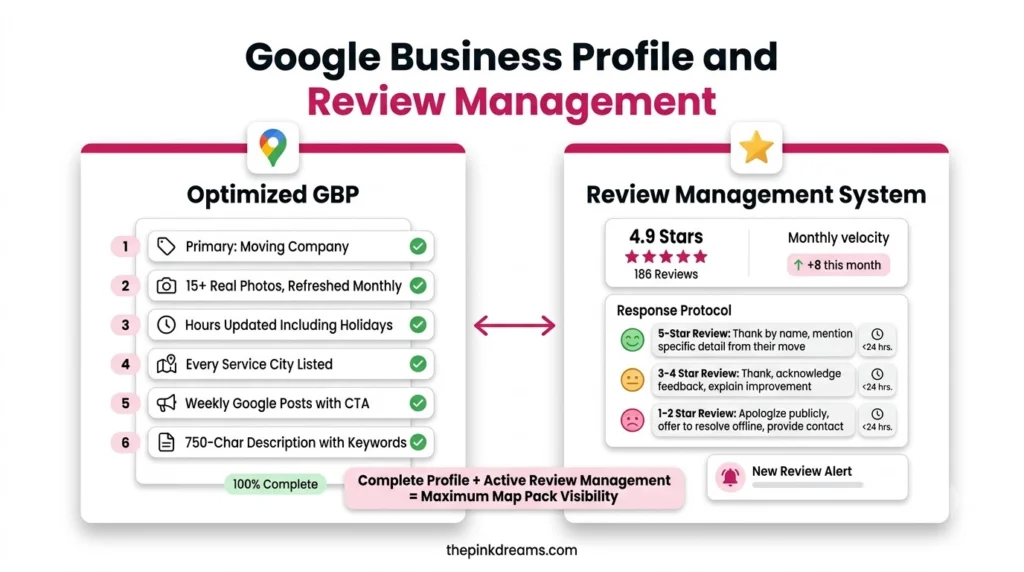 Google Business Profile and review management for moving companies