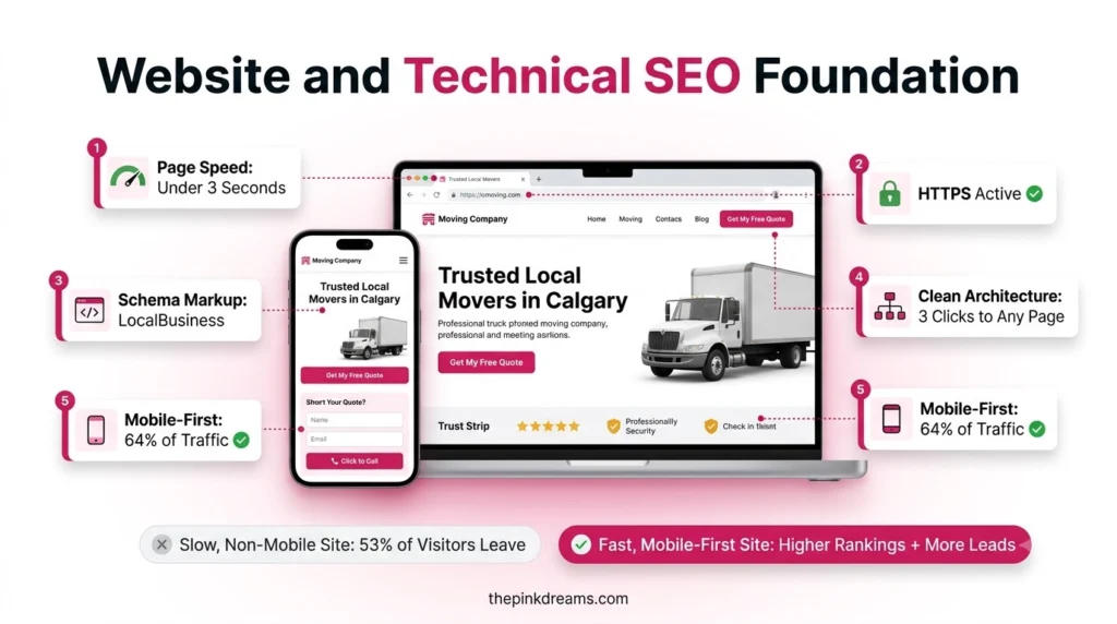 Moving company website and technical SEO optimization
