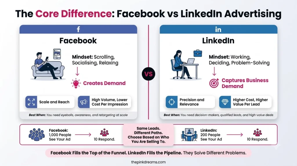 Core differences between Facebook Ads and LinkedIn Ads