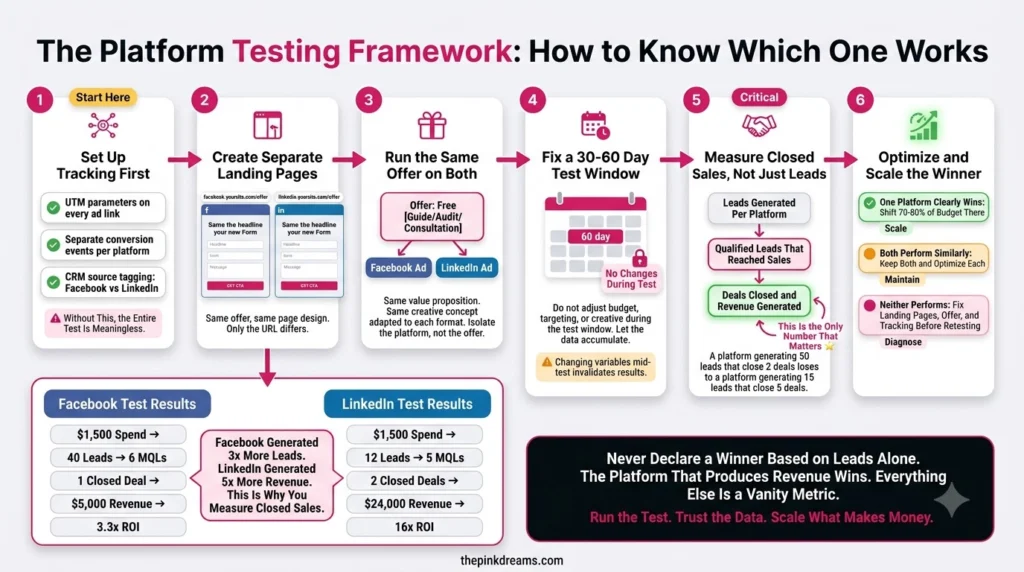 Facebook vs LinkedIn Ads testing framework
