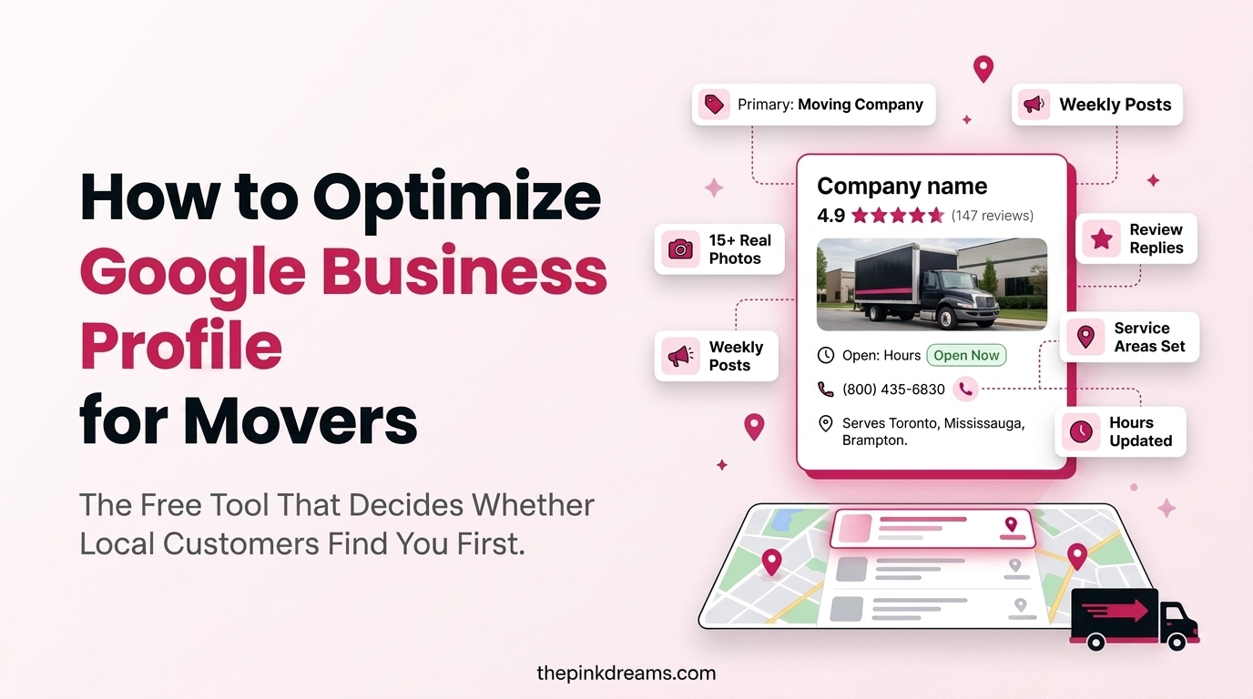 Google Business Profile for movers guide showing how moving companies can optimize their Google Business listing to rank higher in local search and Google Maps.