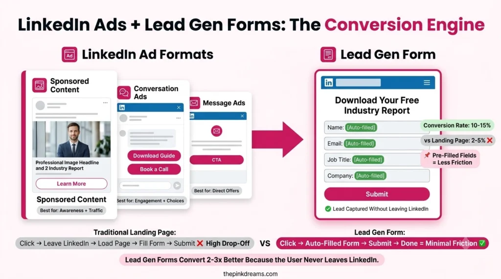 LinkedIn ads and Lead Gen Forms for B2B lead generation