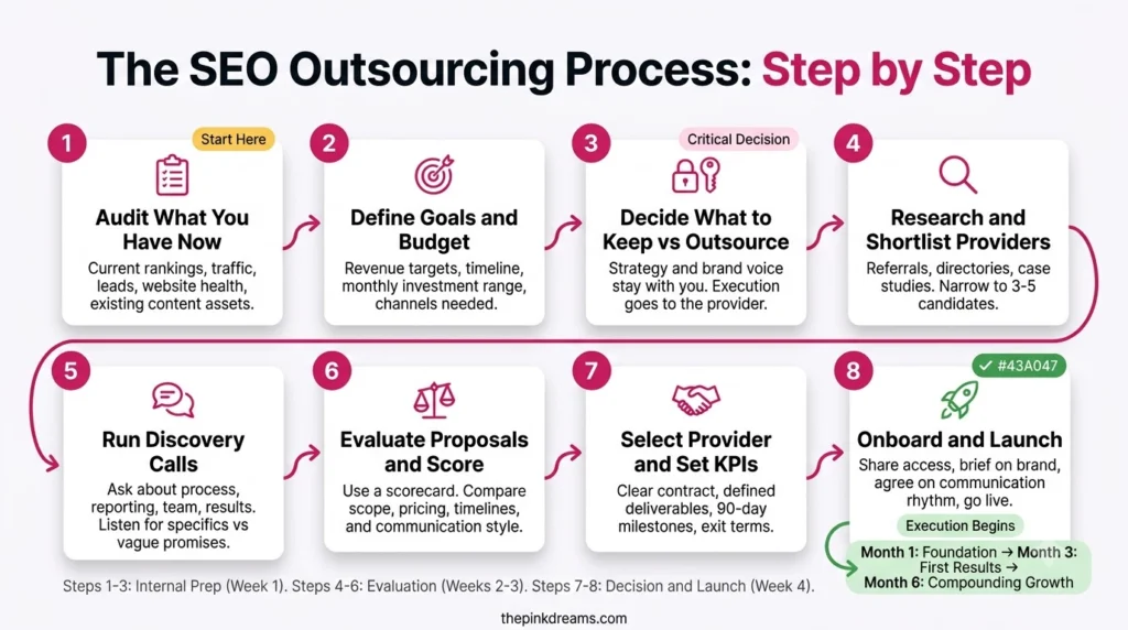SEO outsourcing process from audit to onboarding