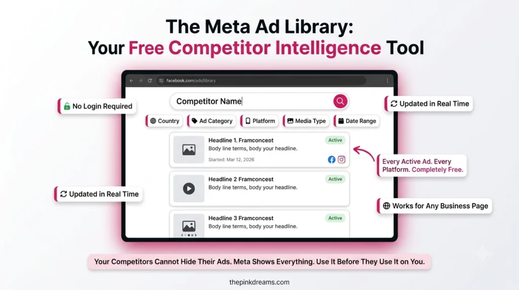 Meta Ad Library for researching active competitor Facebook ads