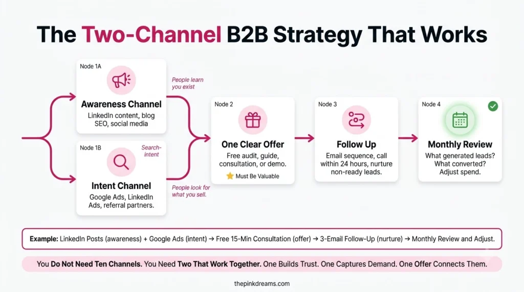 Two channel B2B lead generation strategy using awareness and intent channels