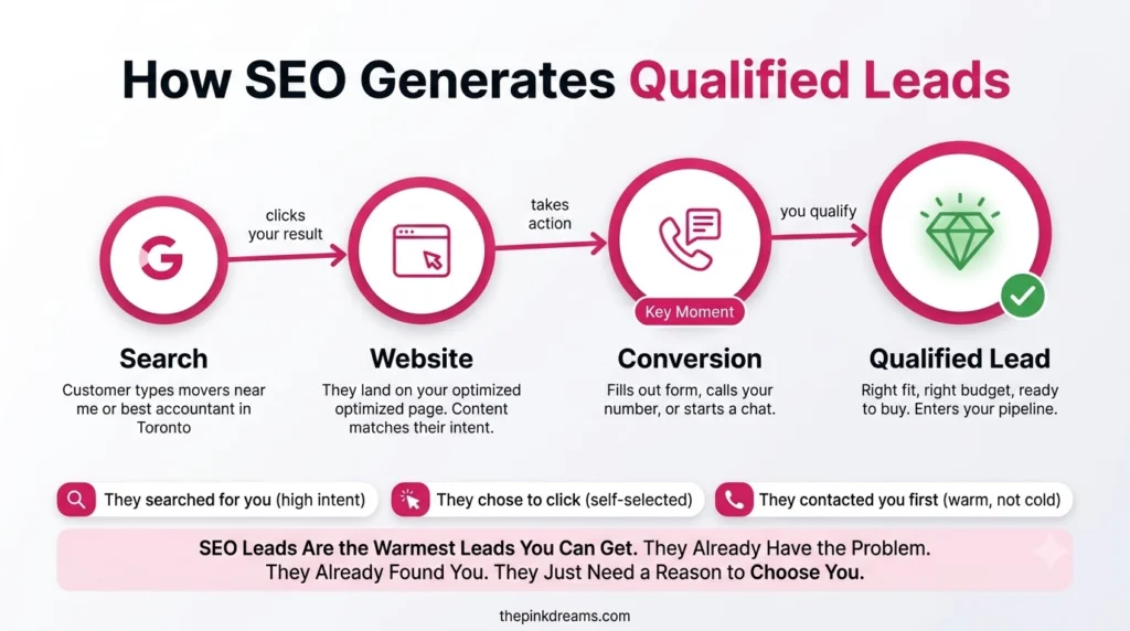 How SEO generates qualified leads from search to website conversion