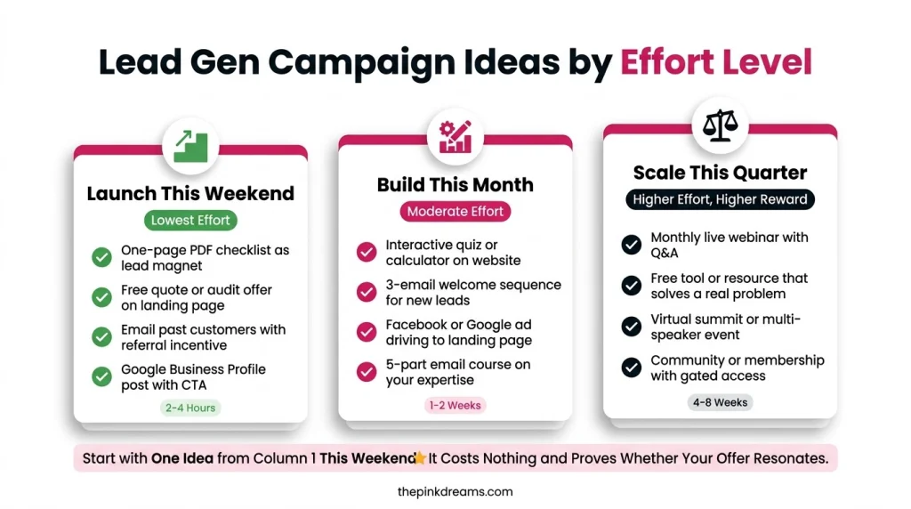 Lead generation campaign ideas by effort level for small businesses