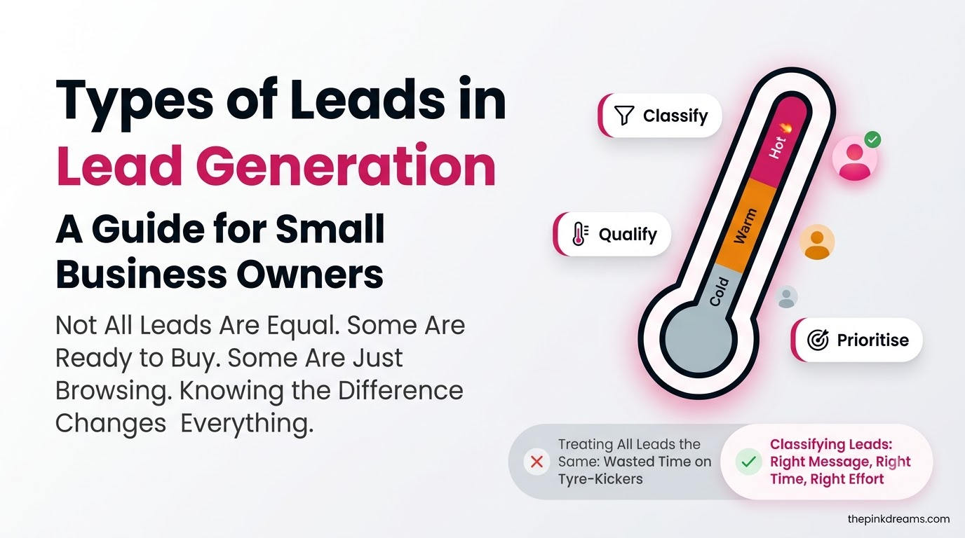 Types of leads in lead generation showing hot, warm, and cold lead classification