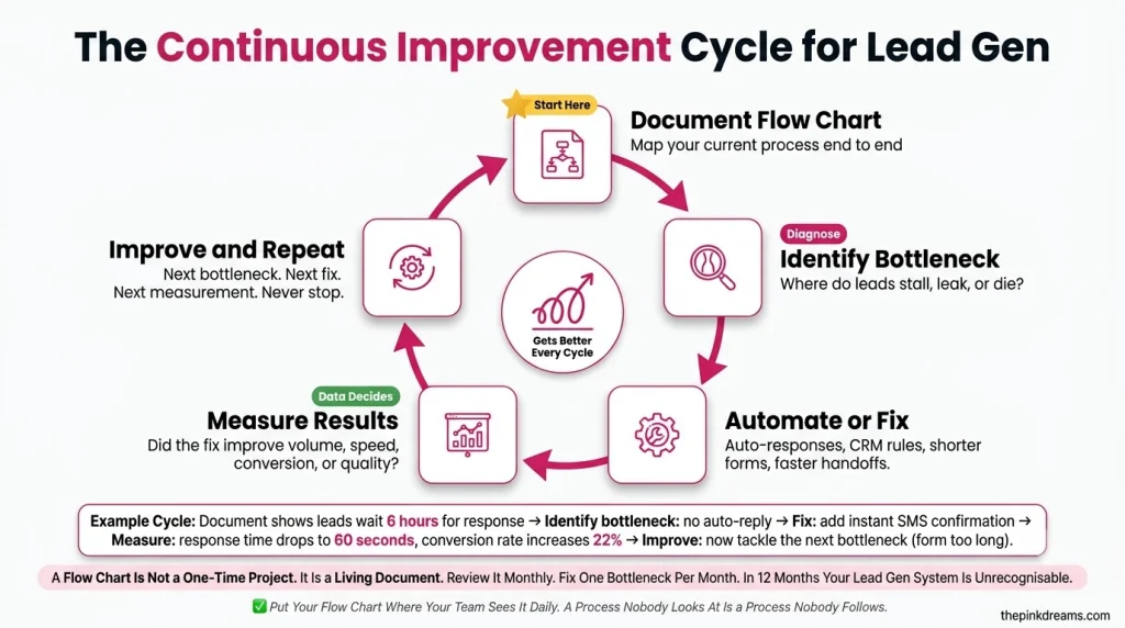 Continuous improvement cycle for optimizing a lead generation process