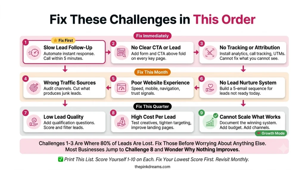 Nine lead generation challenges businesses face and the order to fix them